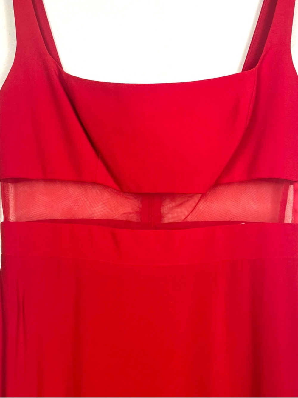 NWT Mac Duggal Ieena Red Sleeveless Mesh Panel Maxi Dress Evening Gown Size 2 - Picture 4 of 10